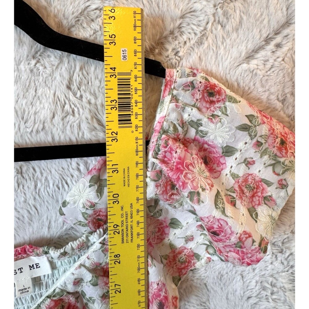 Just Me Dress Size Large Mini Floral Pink Lined Cottagecore Flutter Sleeve - Picture 15 of 16